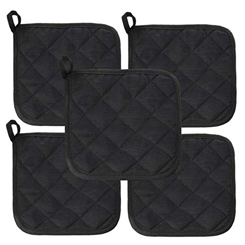 Lobyn Value Packs Economical Lightweight Bulk Potholders Ten (10) Pack Everyday Quality 6.5" Square Perfect for Craft Projects Black