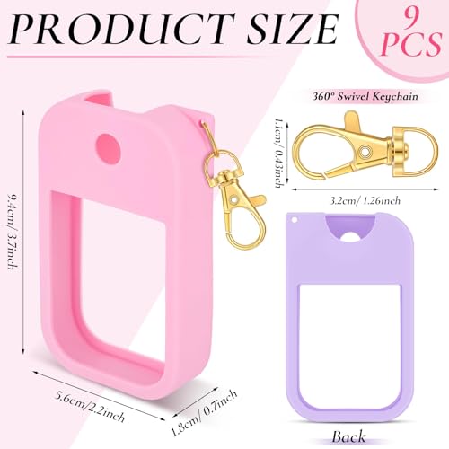 9 PCS Silicone Case for Hand Sanitizer Spray Protective Cover with Keychain Set for Power Mist and Glow Mist 1 fl oz, Colored Hand Sanitizer Spray Accessory2