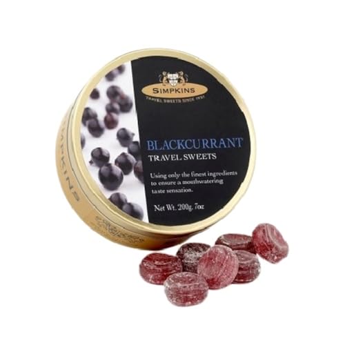 Simpkins Black Currant Travel Sweets 7 Oz - 200 g Tin miniatura 1