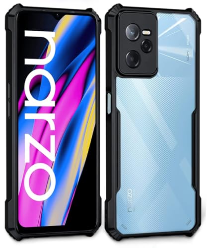 Image of WOW IMAGINE TPU+PC Shock Proof Clear Protective Back Case For Realme Narzo 50A Prime | Realme C35 - Airedge Technology | 360 Degree Camera Protection | Transparent Hybrid Back Case Mobile Cover-Black