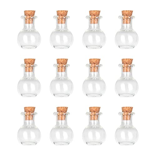 Magic Season Tiny Decorative Glass Bottles 12 Pcs (Tiny Flat-Bottomed Potion Bottles)