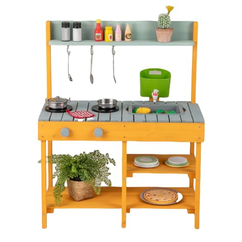 DREAMADE Matschküche Kinder Outdoor, Outdoorküche mit Wassertank und...