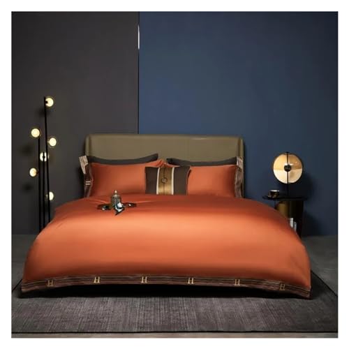 600 TC coton égyptien ensemble de literie orange pour lit king queen
