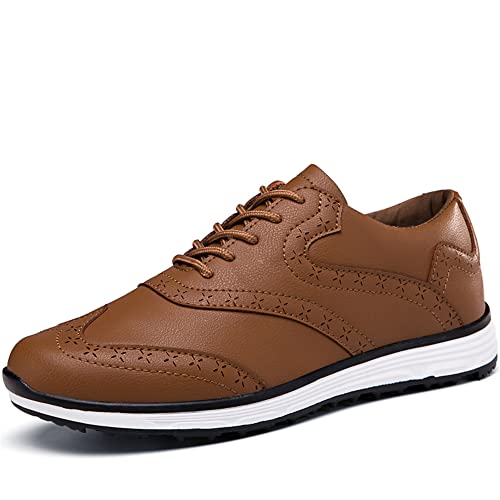 Youngtie Golfschuhe Herren Atmungsaktive den Außenbereich wasserdichte rutschfeste Gummisohle Ganzjährige Sportschuhe Braun EU 44