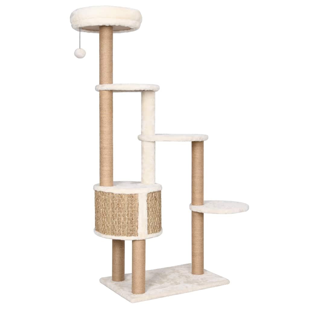 Mangloder - Rascador para gatos con cojín de lujo de 148 cm de algas marinas, árbol de escalada con casa para gatos, cueva de felpa, hamaca, plataforma para casa y balcón, para escalar, arañar, jugar