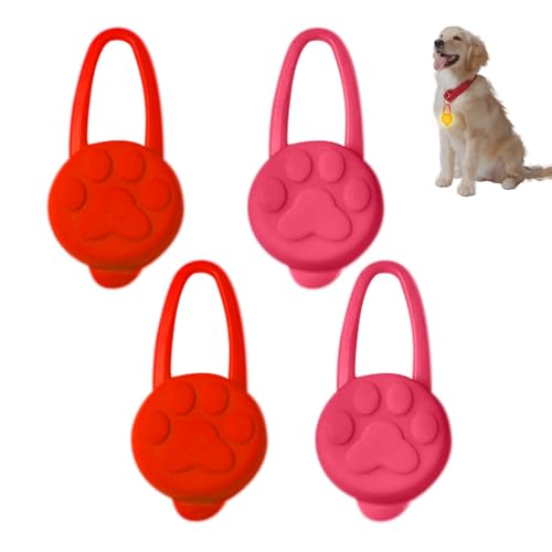 Pendentif De Veilleuse 4 Pièces, Veilleuse À Imprimé De Pattes, Lumière De Course En Silicone Pour Chien, Lumière Nocturne Pour Animaux De Compagnie, Lumière De Collier Pour Animaux De Compagnie