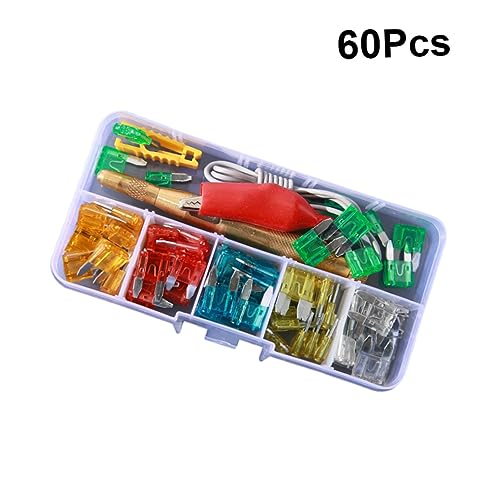 Accesorios para reemplazo de fusibles de automóvil ULTECHNOVO, caja de fusibles tipo inserto con material de zinc y caja de almacenamiento plástica segura miniatura 5