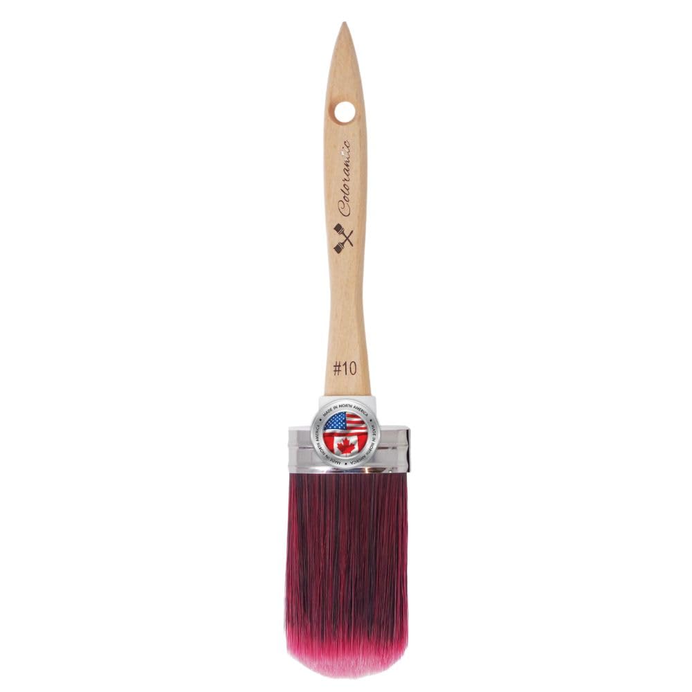 Colorantic | Pinceles profesionales de tiza y pintura de leche para muebles | El mejor cepillo redondo suave para bricolaje grande (pincel ovalado de pintura estilo tiza morada) | Mango ergonómico de
