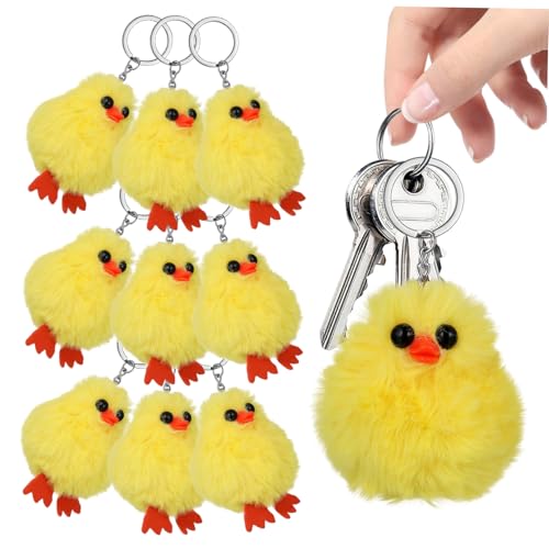 EXAOMBLE 10 Piezas Llavero Patito Amarillo Accesorios De Pato Keychains Llavero De Pato a Granel Pequeño Pato De Peluche Amarillo Lindo Llavero Lindo Pato De Peluche Lulú Pelo Apoyo Felpa