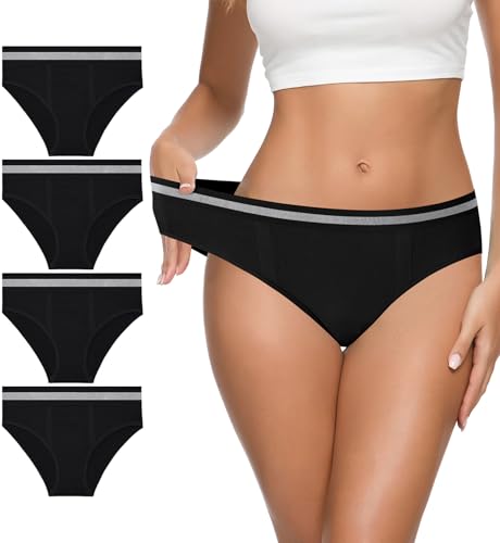 Image of Eiggam Women's Cotton Bikini Panties,High-Cut Full Coverage Stretch Cool Underwear for Women