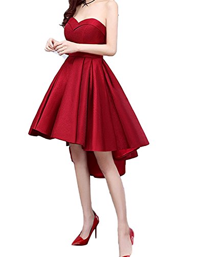 2018 Sexy Prom Dress High Low Short Homecoming Dresses Elegant Satin Party Gown YW223