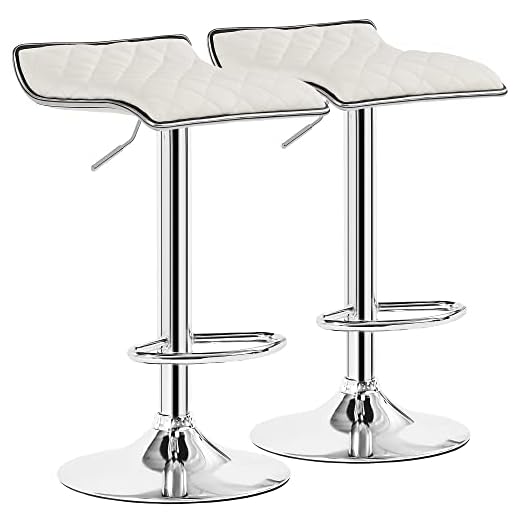 VECELO Adjustable Bar Stools, Bar Height Stools for Kitchen Counter, Bar Stools Set of 2, White