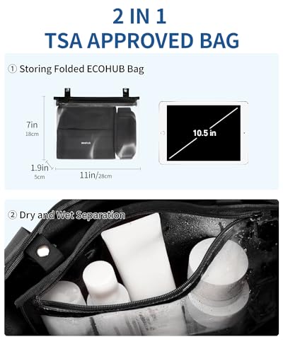 ECOHUB For Spirit Airlines Personal Item Bag 18x14x8 Underseat Carry on Luggage with Removable Wet Bag, Travel Duffel Bags Weekender for Women, 30L (Black)4