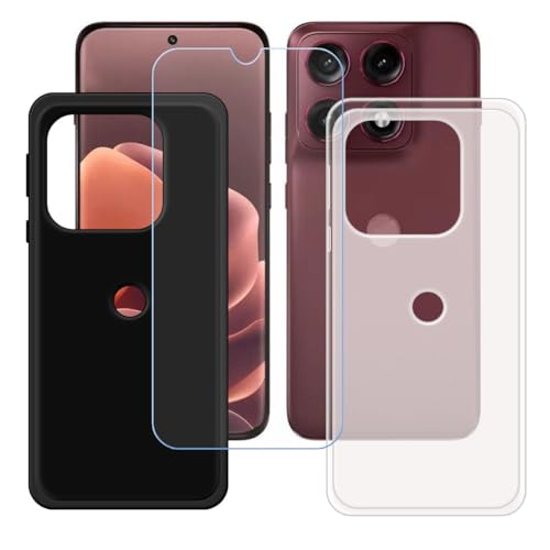 BMPNLSZ �K�p Motorola Edge 70 Pro�p+[�Z�b�g]HD�����K���X�V���J�Q���V�F��TPU�ی�o�b�N�V�F���ėp�u���b�N+�������V�F��-Motorola Edge 70 Pro�p�X�N���C�u�h�~�ی�J�o�[(6,78")