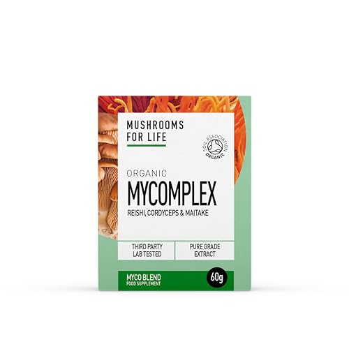 Organic Mycomplex Mushroom Super Blend| 60 Caps or 60g Powder - Cordyceps, Reishi and Maitake - Mushroom Superfood Supplement - Pure Grade Extracts, No Binders (60 Caps)