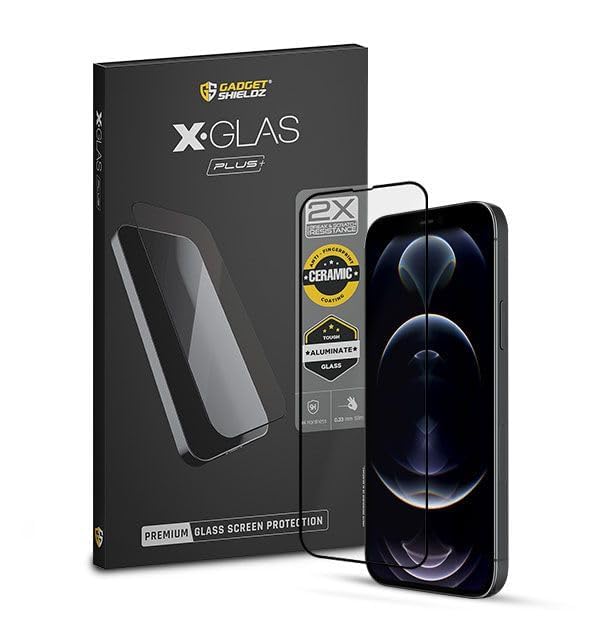 Image of GadgetShieldz X-Glas Tempered Glass Screen Protector Screen Guard Compatible for iPhone 12 Forged with Aluminate Glass, 2X more impact & Scratch Protection
