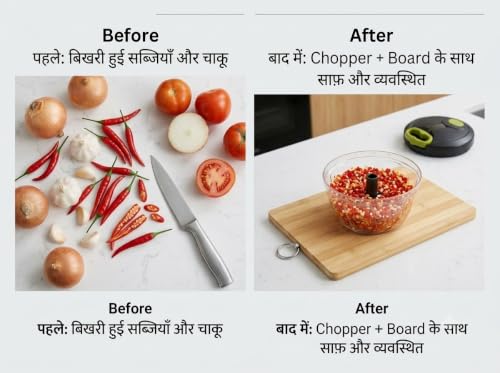 Image of Choose New SK Vegetable Chopper with Chopping Board Combo Pack | Manual Hand Chopper | Food Grade Plastic Cutting Board | Kitchen Fruit & Vegetable Cutter | Easy to Clean | Home Kitchen Tool Set
