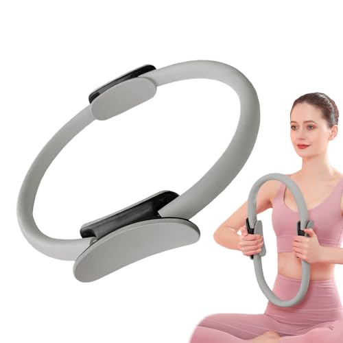 Pilates Ring –38cm Yoga Magic Fitness Circle Pilates Ring for Women On Toning Inner Thighs, Arms, and Core (Gray)
