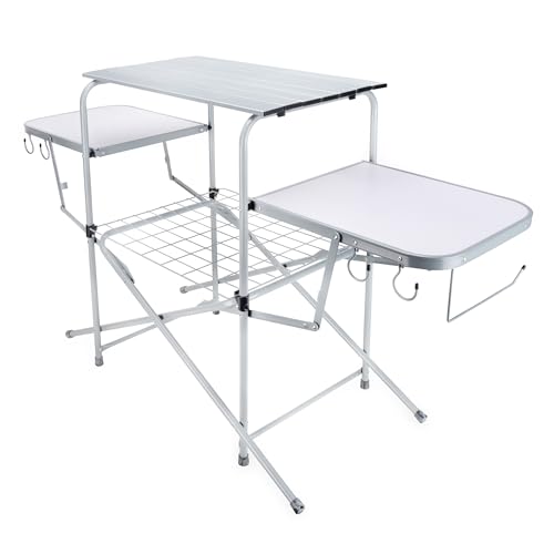 Camco Olympian Deluxe Portable Grill Table | Provides Plenty of Room for Grilling Gear