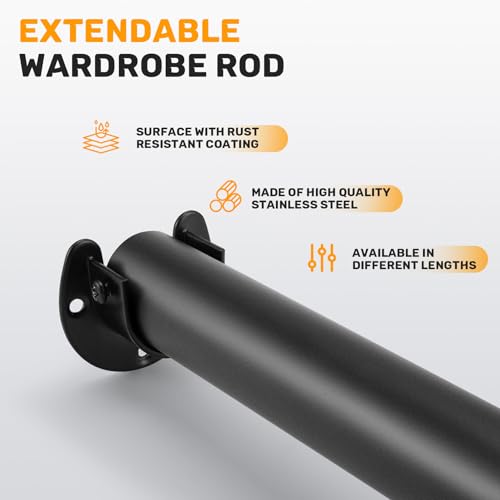Tringle de penderie extensible et robuste supportant les vêtements lourds - 6