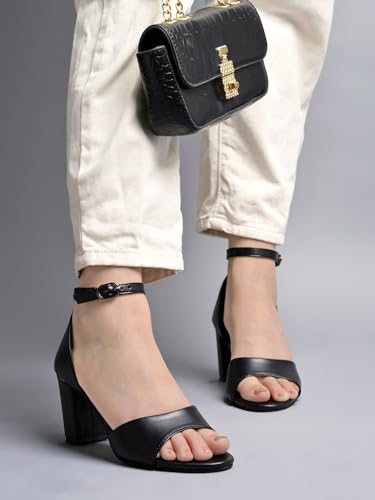Image of Shoetopia Women's Block Heel Sandals | Elegant Strappy Open Toe Heels for Party & Casual Comfortable Footwear