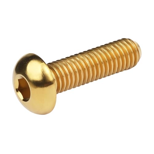 Image of Titanium Bolt M4x6 8 10 12 15 20mm Hex Head Screws for Bicycle Pack of 4 (Gold, M4x15mm)