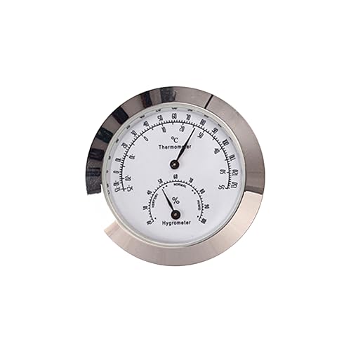 Levemolo Small Round Thermohygrometer for Violin Guitar Case Dual Temperature Scale Metal Frame Compact and Portable for Office Use