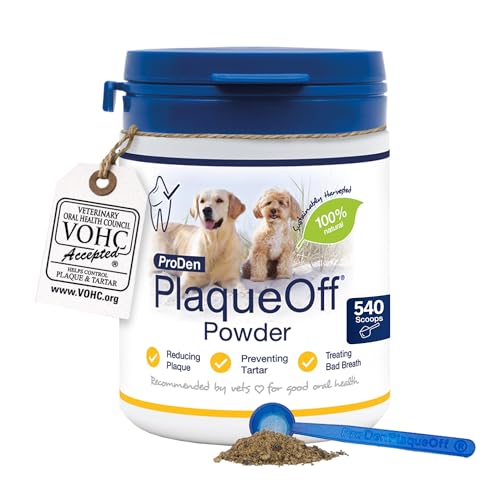 ProDen PlaqueOff Powder for Dogs & Cats Tartar & Bad Breath Remover with 100% Natural Teeth Plaque Remover 180 g
