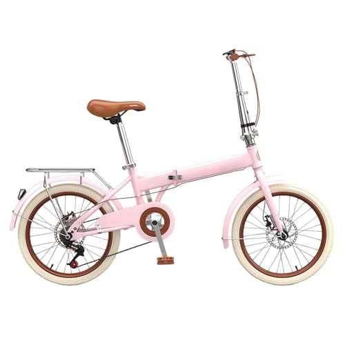 Bicicleta Plegable para Adultos, Pequeña Bicicleta Portátil para Mujeres, para Llevar En El Maletero, Velocidad Variable para IR Al Trabajo Bicicleta De Ciudad Pink,16'
