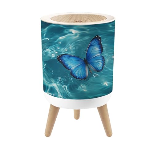 Caneca de basura pequeña con tapa diseño abstracto y flores 1.8 gal