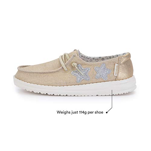 Image of Hey Dude Girls Wendy Youth MOC Toe Shoes, Golden Star, 4 AU