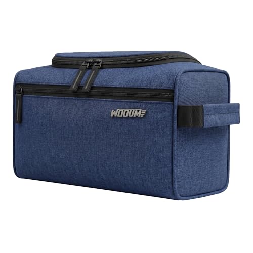 Image of Wooum Travel Toiletry Bag for Men | Water-Resistant Bathroom Organizer with Hook | Compact Khadi Fabric Dopp Kit with Zipper & Mesh Pockets - Ideal for Travel, Gym & Daily Use