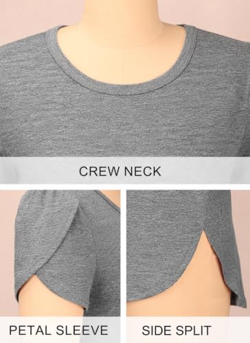 Image of Herou Women's Casual Long /Short Sleeve T Shirt Crewneck with Side Split Fall Pullover Loose Tunic Sweater Tops