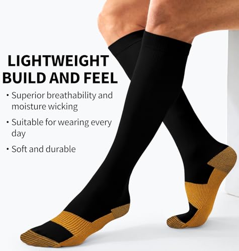 Image of Copper Compression Socks Women & Men Circulation(6 pairs) - Best for Running, Nursing, Hiking, Recovery & Flight Socks