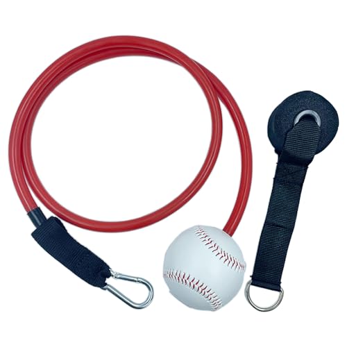 LHMYTREE Baseball and Softball Resistance Training Bands,Pitching Training Aids, Baseball Connectors with Door Anchor are Baseball Training Accessories Improve Pitching,Arm Strength.-Red