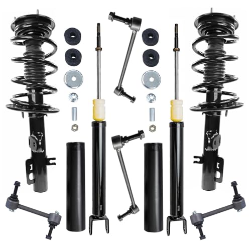 Image of Detroit Axle - Struts Shocks Kit for 2010-2011 Ford Taurus | 2 Front Struts Coil Spring Assembly 2 Rear Shock Absorbers 4 Front and Rear Sway Bar Links Replacement Suspension Kit