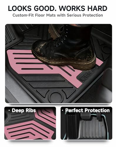 Image of Premium Color TPE Floor Mats 6-PCS for Tesla Model Y Juniper 2025 2026 |Pearl Pink Wing Design | Car Mat Full Set Front & Rear | All-Weather Protection, Pet & Child-Friendly Accessories