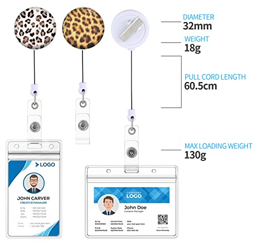 Jupswan ZJK-0219-68 Badge Reels Holder Retractable With Id Clip For Nurse Name Tag Card Cute Cool Leopard Cheetah Animal Skin Print Nursing Doctor Teacher Student Medical Work Office Alligator Clip thumb #2
