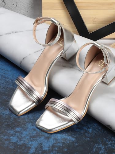 Image of Carlton London Women Stylish Fashion Embellished Sandals for Outdoor, Party, Wedding and Holidays with Block Heels
