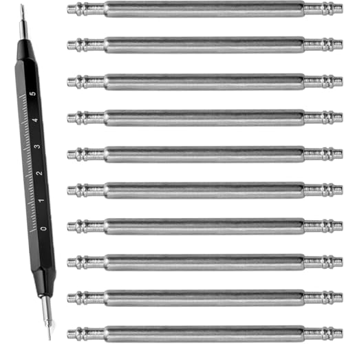 TICFROG 10pcs Watch Band Pins 22mm Spring Bars 1.5mm Diameter, Stainless Steel Watch Pin with Spring Bar Removal Tool for 22mm Watch Band Strap