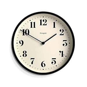 NEWGATE® Number Four Modern Wall Clock – Small Wall Clocks – Round Clock – Kitchen Clock – Clocks for Living Room – Office Clock – Contemporary Case – Minimalist Dial (Black)