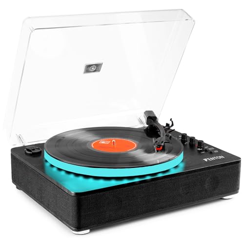 Fenton RP162LED Platine Vinyle LED Bluetooth avec Haut-Parleurs Intégrés - Noir, Lecture 33, 45 et...