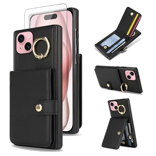 Coque iPhone 15 blindée antichoc avec bague de support et protection écran