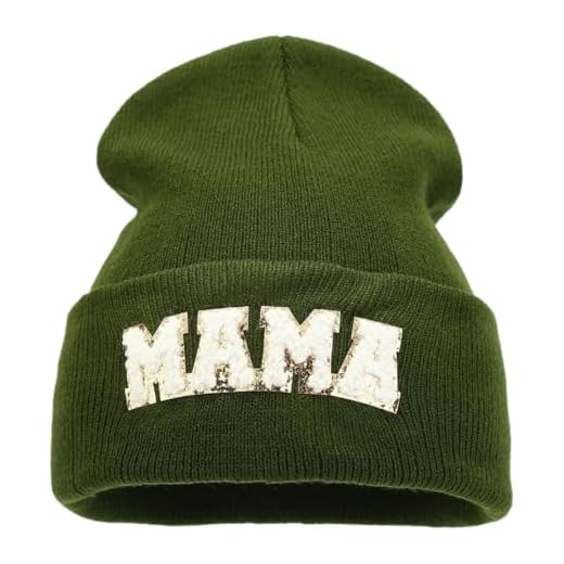 CMLDJBD Bonnet tricoté Chapeau Chaud des Femmes avec Lettres Brodées Et Oreilles-Vert Militaire-Taille Unique