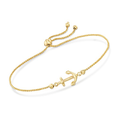 Ross-Simons 14kt Yellow Gold Nautical Anchor Bolo Bracelet