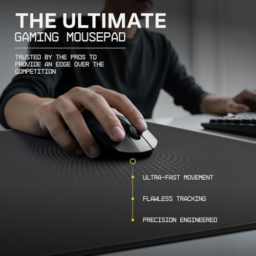Wallhack 4.0 Glass Gaming MousePad - Professional Esport Mouse Mat with Specialty Surface for Top Speed and Control, Large Tempered Glasspad with Full Silicone Base - (SkyPAD Black,XL 16.92" x 19.29")