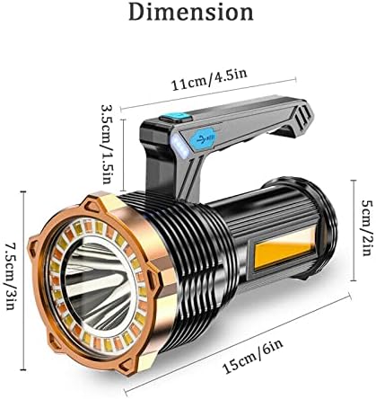 Led Flashlight Super Bright Portable Torch COB Work Lamp 8 Modes Lighting Rechargeable Lantern Outdoor Lighting Spotlight Handheld Searchlight for Camping Hiking Emergency