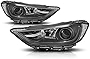 PM PERFORMOTOR Projector Headlights Assembly Compatible with 17-18 Elantra | Headlamps with Black Housing Clear Corner