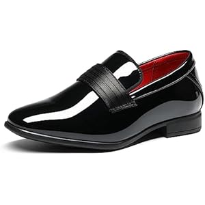Bruno Marc Boys Dress Shoes Slip-on Loafers Formal Tuxedo Shoes 2 Little Kid Bright Black