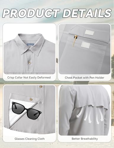 Mens Long Sleeve Sun UV Protection Shirt Cooling Quick Dry Fishing Shirts for Travel Outdoor Camping Hiking UPF 50+4